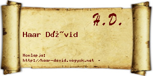 Haar Dávid névjegykártya